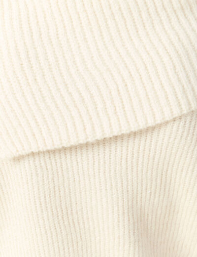 Pull ajour&eacute; manches longues bardot ecru femme