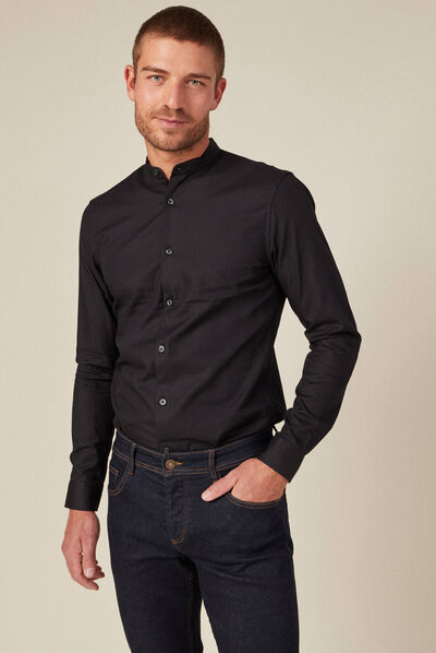 Chemise manches longues noir homme