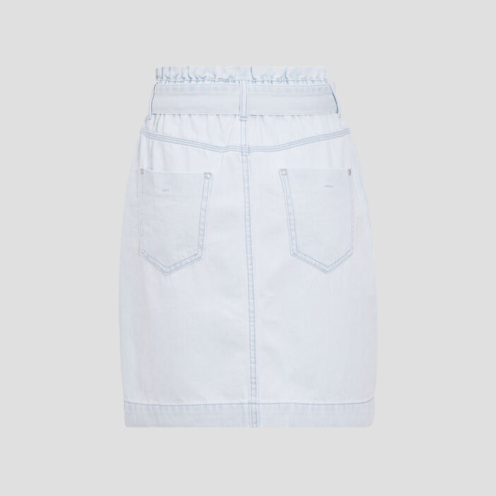 Jupe paperbag en jean denim bleach femme