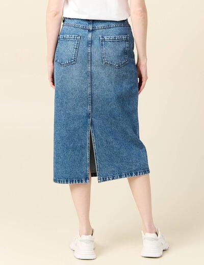 Jupe midi crayon en jean denim used femme