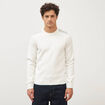 Pull droit fin col rond manches longues ecru homme