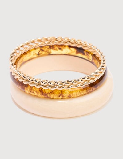 Lot de 3 bracelets couleur or femme