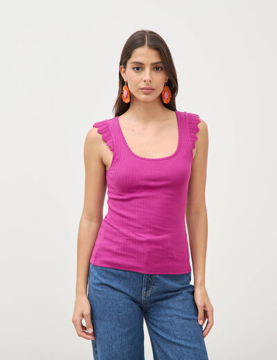D&eacute;bardeur bretelles larges violet femme