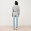 Pull manches longues col bateau gris femme