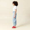 Jeans slouchy taille haute en coton denim bleach femme