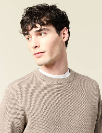 Pull droit manches longues vert kaki homme