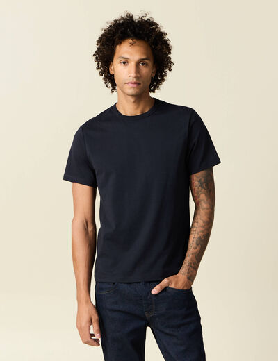 T-shirt en coton manches courtes bleu marine homme