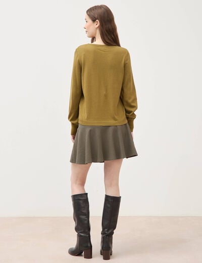 Pull manches longues vert kaki femme