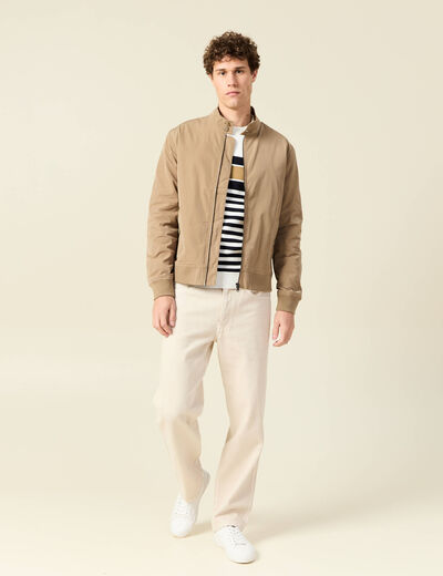 Blouson col droit manches longues marron homme