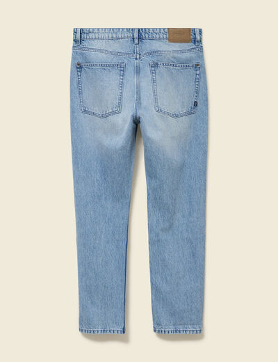 Jeans straight longueur 32 en coton denim bleach homme