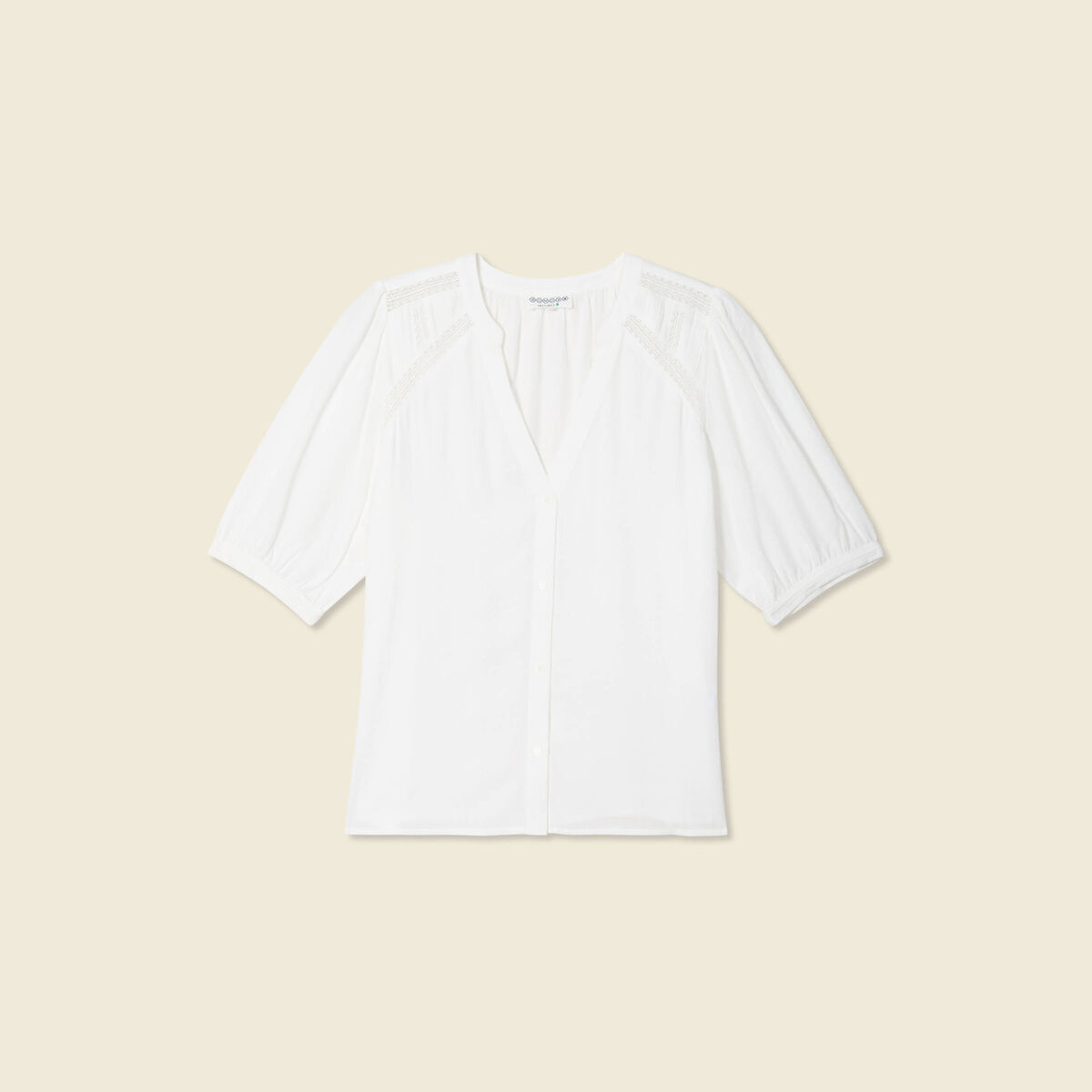 Chemise manches courtes ecru femme