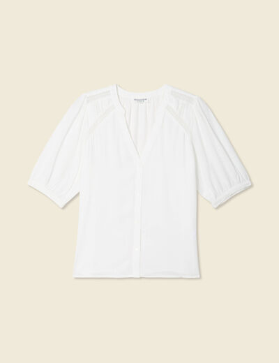 Chemise manches courtes ecru femme
