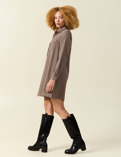 Robe manches longues beige femme