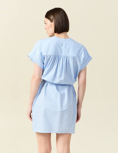 Robe droite ceinturée bleu femme
