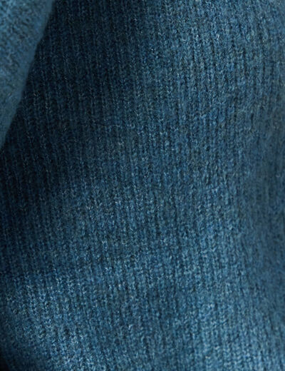 Pull manches longues col en V bleu gris femme