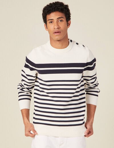 Pull éco-responsable ecru homme