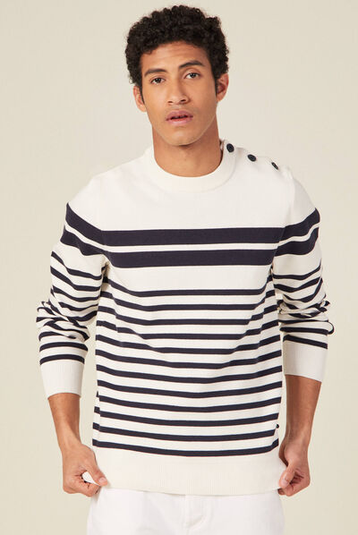 Pull éco-responsable ecru homme