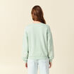 Sweat droit court col rond en coton vert pastel femme