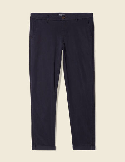 Chino 7/8&egrave;me taille standard bleu fonc&eacute; femme