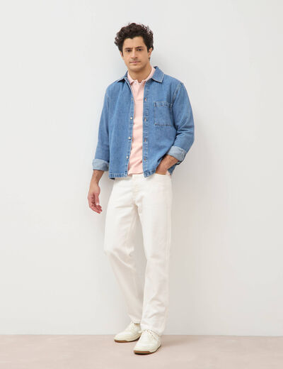 Chemise manches longues en jeans denim bleach homme