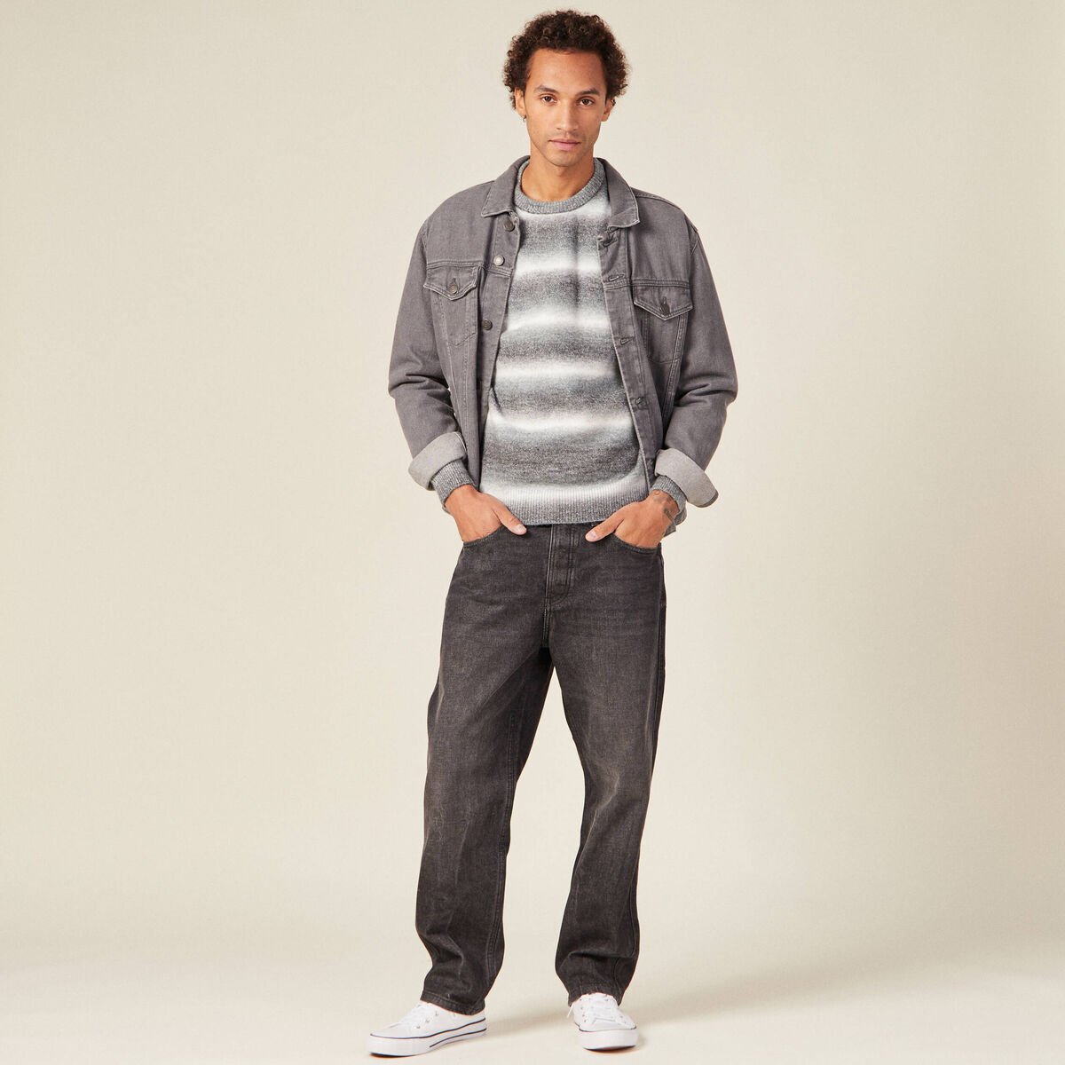 Pull éco-responsable gris homme