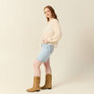 Blouse manches longues brodée creme femme