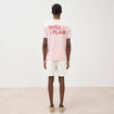 T-shirt droit en coton col rond rose poudr&eacute;e homme