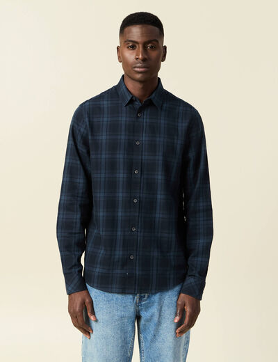 Chemise manches longues bleu marine homme