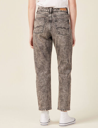 Jeans straight 5 poches denim snow gris femme