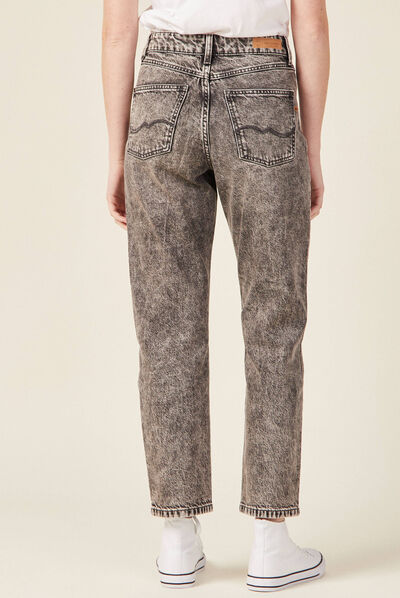 Jeans straight 5 poches denim snow gris femme