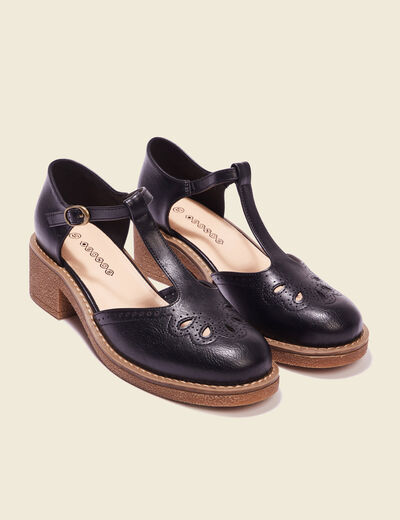 Sandales salomé à talons noir femme
