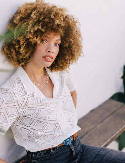 T-shirt manches courtes ecru femme