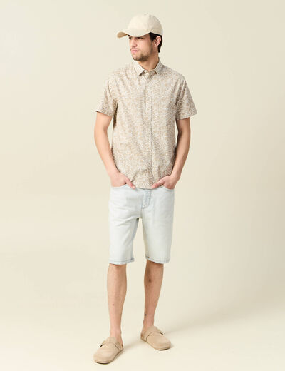 Chemise manches courtes beige homme