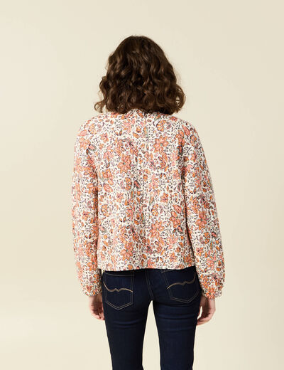 Gilet imprimé manches longues blanc femme
