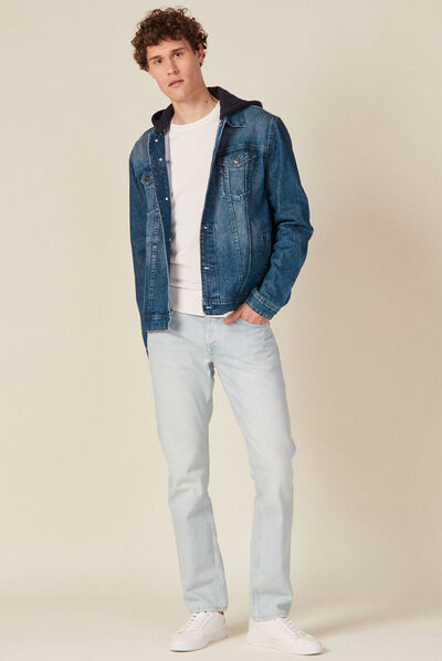 Blouson en jean à capuche denim stone homme