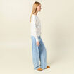 Pull manches longues ajouré ecru femme