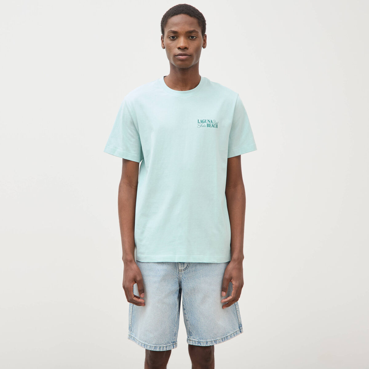 T-shirt en coton bleu gris homme