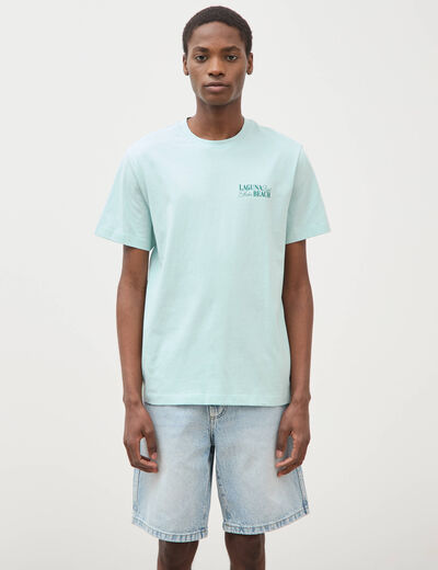 T-shirt en coton bleu gris homme