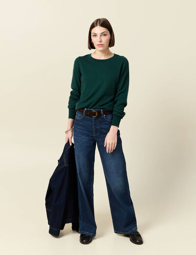 Pull manches longues vert foncé femme