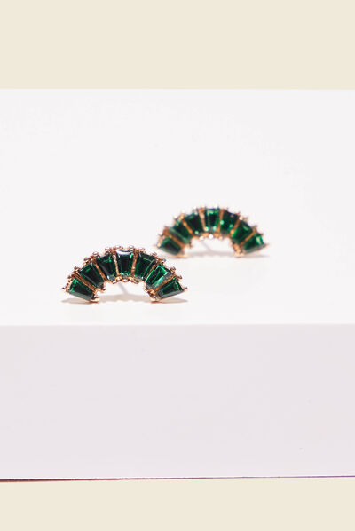 Boucles D'oreilles Clous - Plaquées Or, Couleurs Noir, Vert Ou Rouge Au Choix, Neuf Sans Emballage