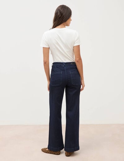 Jeans large taille haute denim brut rinse femme