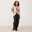T-shirt col rond manches courtes vieux rose femme