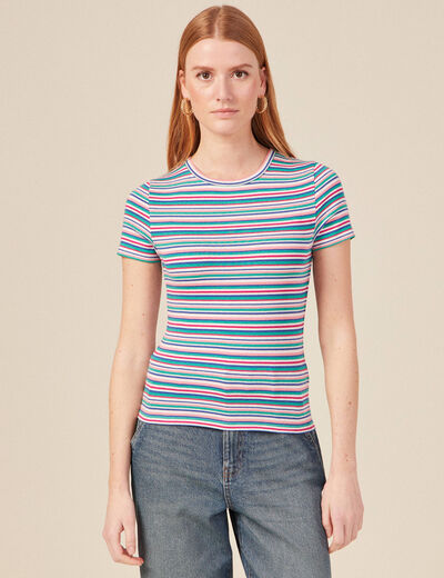 T-shirt manches courtes multicolore femme