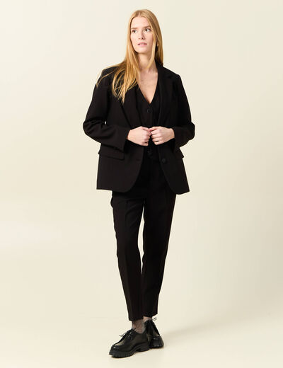 Pantalon cigarette à pinces noir femme