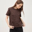 T-shirt droit col rond manches courtes marron chocolat femme