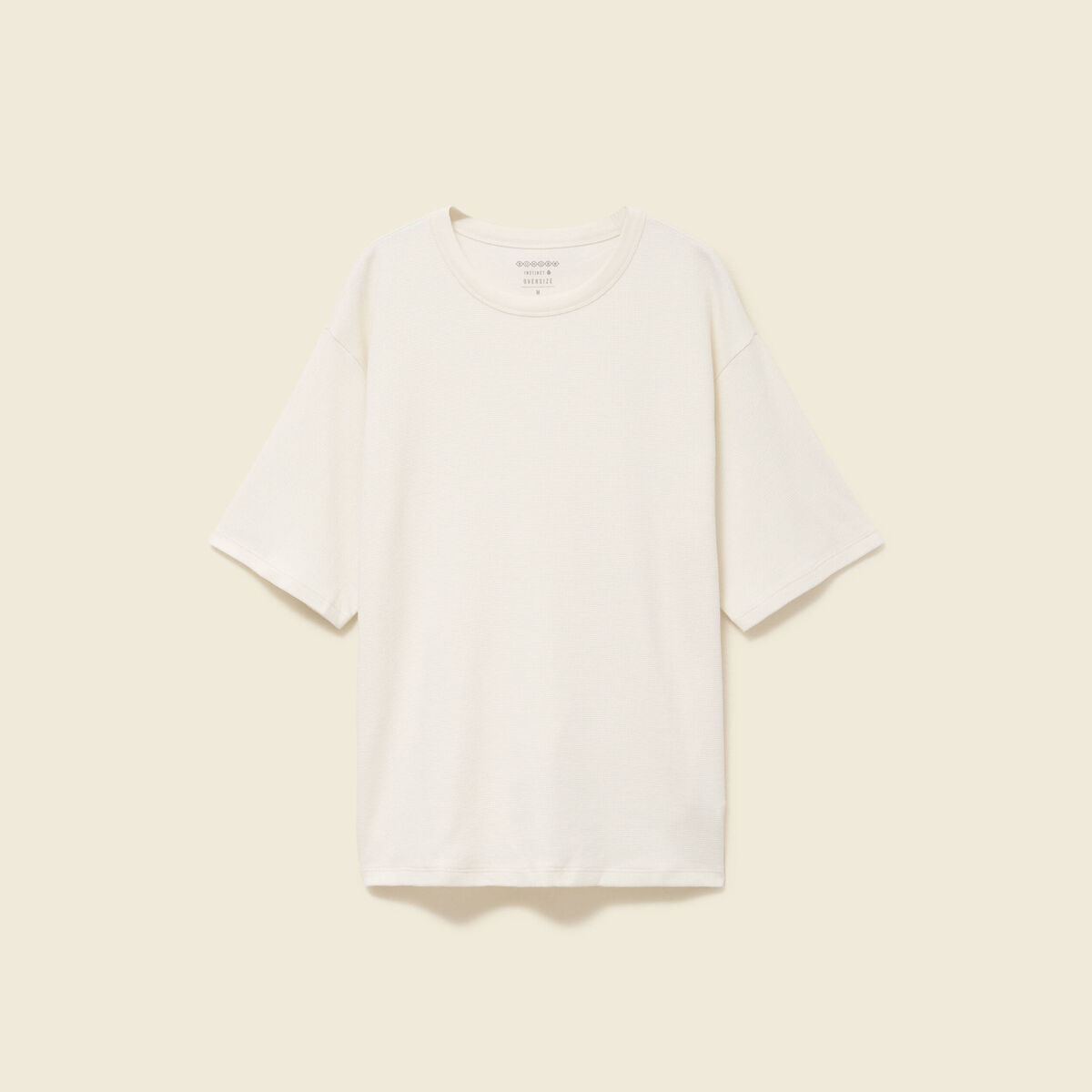 T-shirt ample en coton manches courtes ecru homme