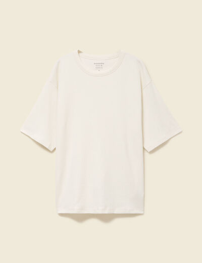 T-shirt ample en coton manches courtes ecru homme