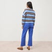 Pull droit manches longues col rond bleu femme
