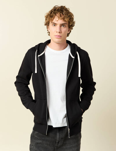 Sweat &agrave; capuche manches longues noir homme