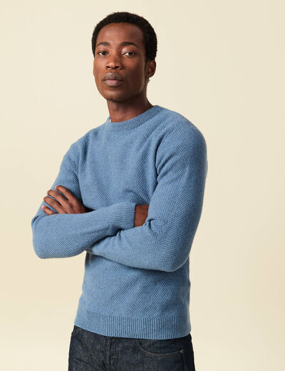 Pull manches longues fabriqu&eacute; en France bleu fonc&eacute; homme